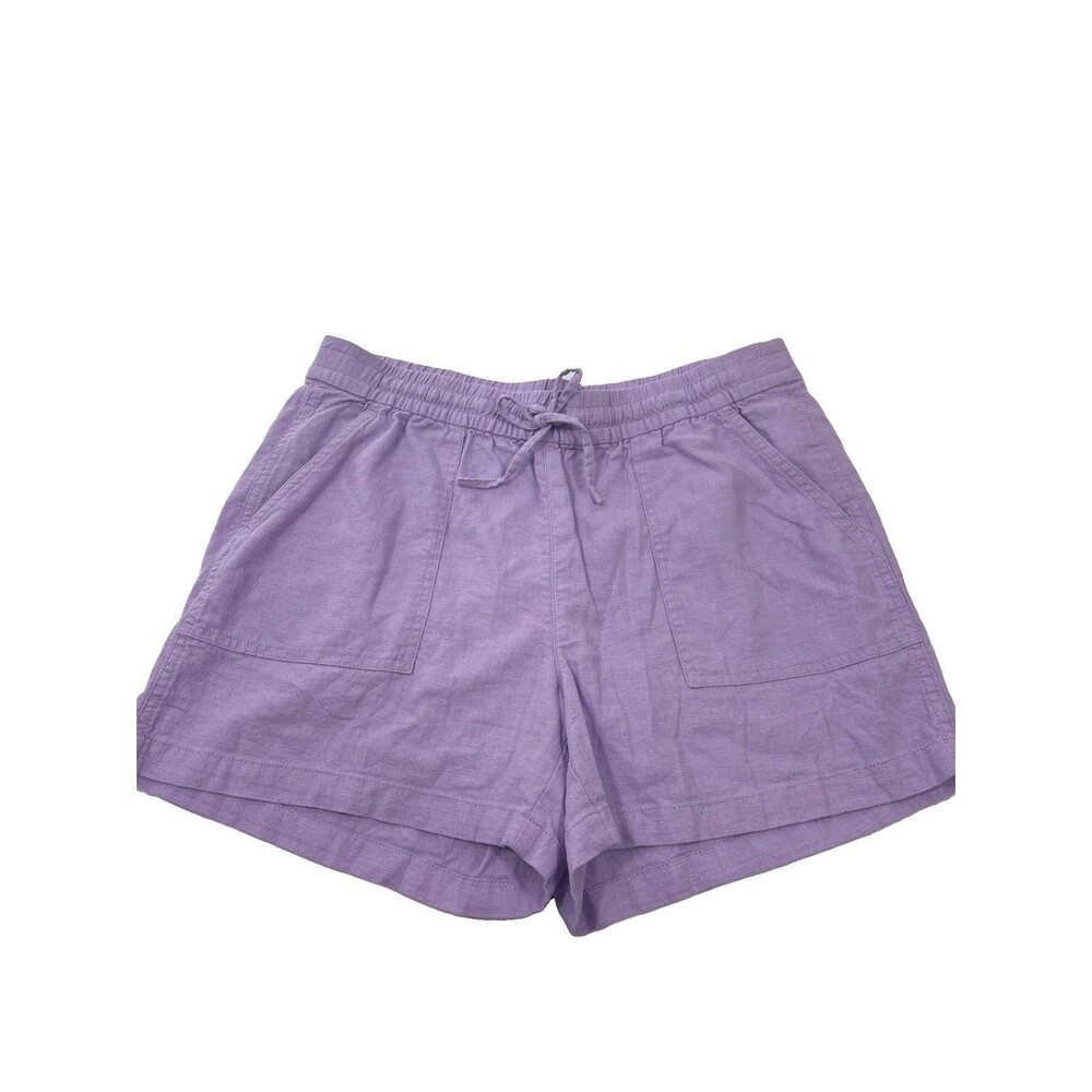 J. Crew Women's L Purple Linen Bld Shorts Pockets Drawstring Size S